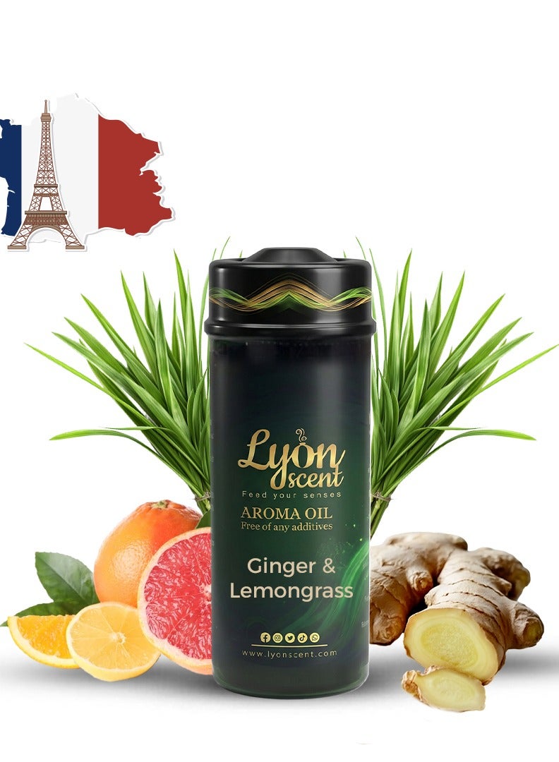 Lyon Scent Aroma Oil, 100% Pure Oil, Perfume for Air Freshener, Diffuser Aroma, Fragrance Oil, Air Freshener Oil refill, Essential Scented Oil, Luxurious Scent (Ginger & Lemongrass) - Image 1